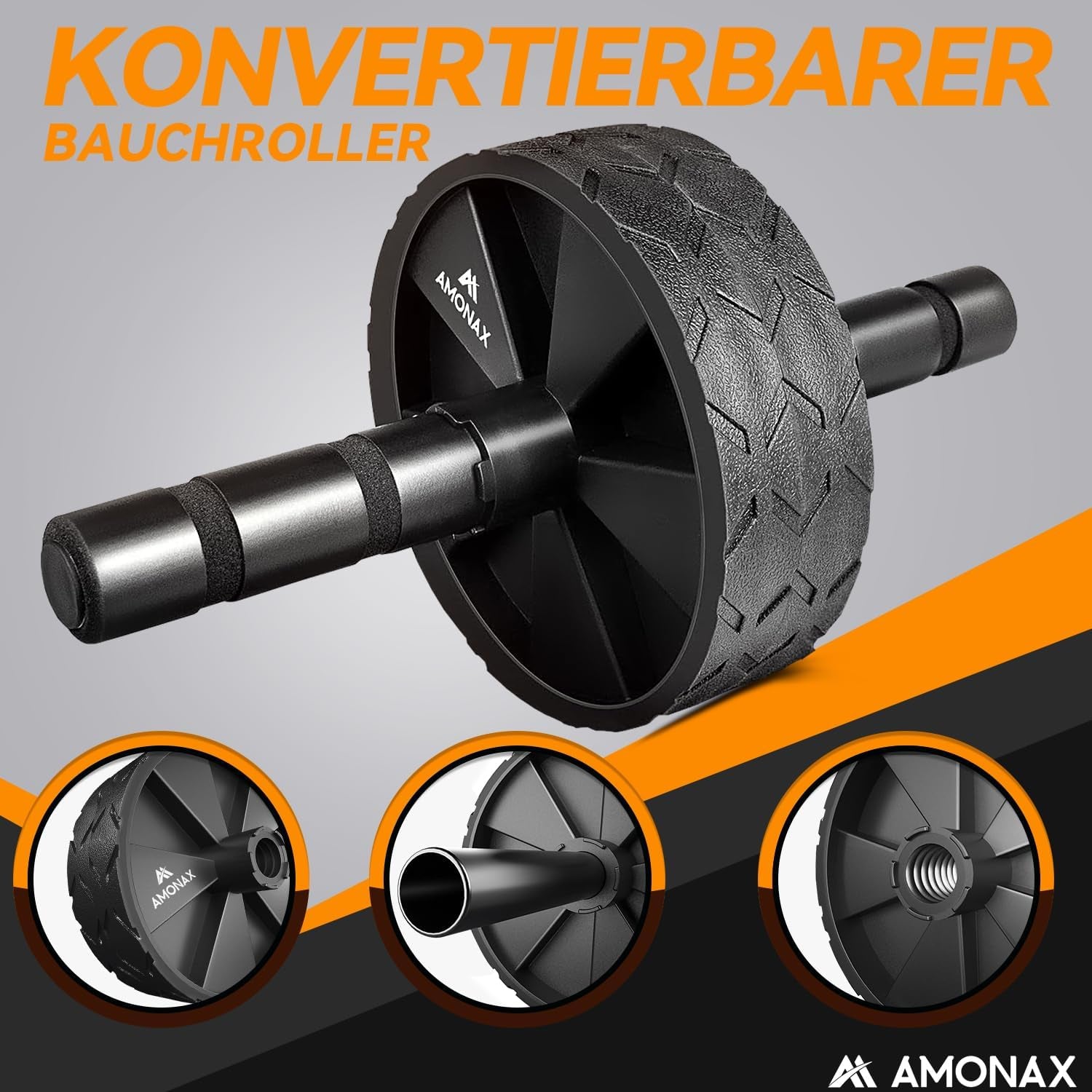 Amonax Bauchroller, Bauchtrainer Ab Roller, Bauchmuskeltrainer Ab Wheel Set, Mit Rutschfester, Inkl. Gut Gepolsterter Kniematte/Knieauflage, Für Männer Und Frauen, Bauchmuskeltraining